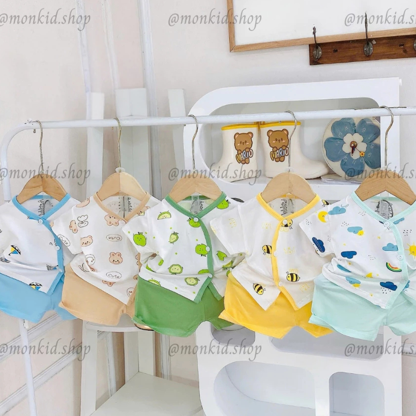 [Peinn] [MỚI] Combo 3/5 Bộ Cộc Tay Bảng Màu TT Chất Thun Lạnh Mềm Mịn Cho Bé Trai, Bé Gái Sơ Sinh 0-9 Tháng