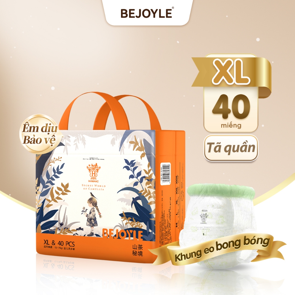Hanmac Bỉm Bejoyle Tã Quần size S/M-XXXL, dòng Camellia Essence, eo mềm, khô thoáng, siêu mỏng cho trẻ sơ sinh
