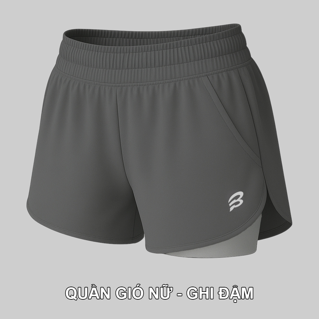 Quần Gió Thể Thao Nữ Bumbee – Dáng Ngắn, Có Quần Bảo Hộ – Tập Gym, Chạy Bộ (G1 nữ)