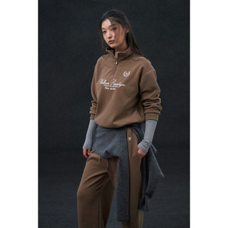 THEKIM Set bộ nỉ Olenza áo dài tay cổ khóa haft-zip thêu Wellness Paradigm mix quần suông dài CS375317