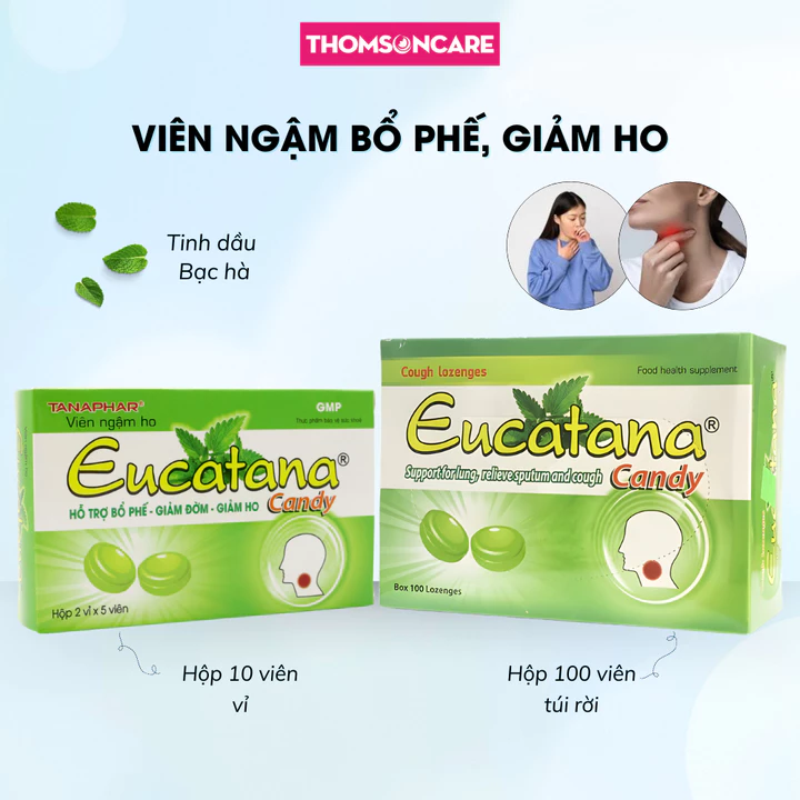 Kẹo ngậm ho thảo dược Eucatana hỗ trợ bổ phế, dịu ho, giảm đau rát họng, khản tiếng