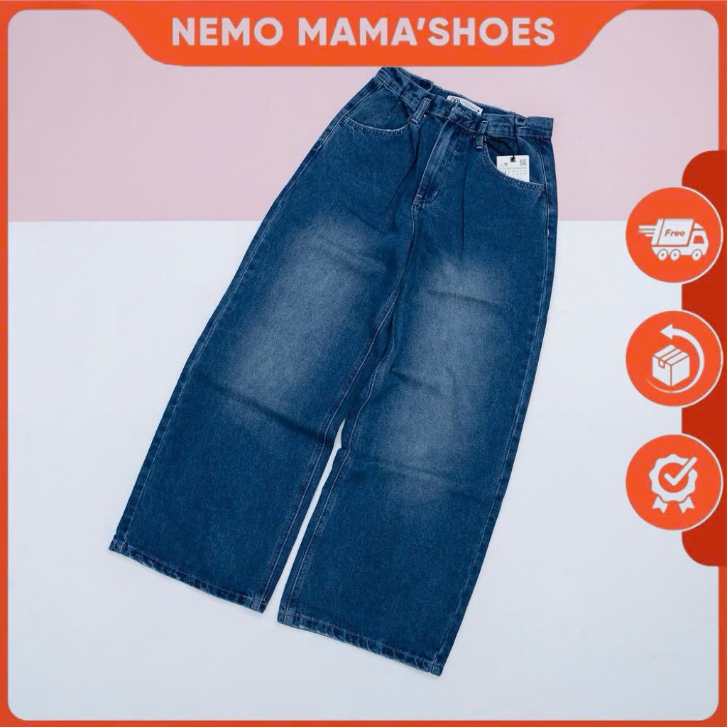 ZARA QUẦN JEAN NỮ SUÔNG LƯNG NHÚN XANH (250814006)