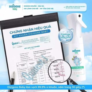 Xịt kháng khuẩn Dizigone Baby 300ml - Kháng khuẩn 99.9% an toàn cho bé sơ sinh, vệ sinh cơ thể, đồ chơi và bề mặt