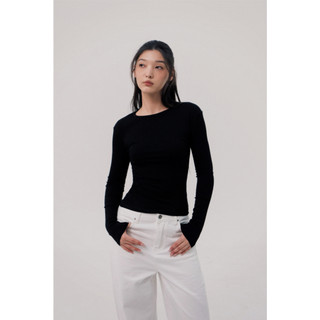 THEKIM Áo thun tăm cotton dài tay cổ tròn nhiều màu , áo giữ nhiệt dài tay trơn basic cho nữ AD119 dáng thường