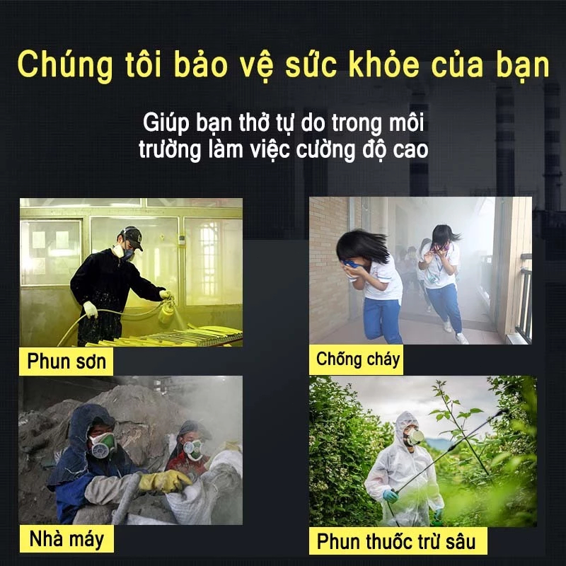 Bộ Mặt Nạ Phòng Chống Khí Độc Kèm Kính Cao Cấp chống hơi độc hại, hóa chất.Nhiều công dụng