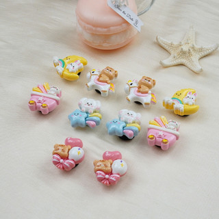 Bộ 10 Sticker, Charm 3D chủ đề Gấu bong bóng DIY gắn Dép Sục, Cá Sấu JB-222 Mita