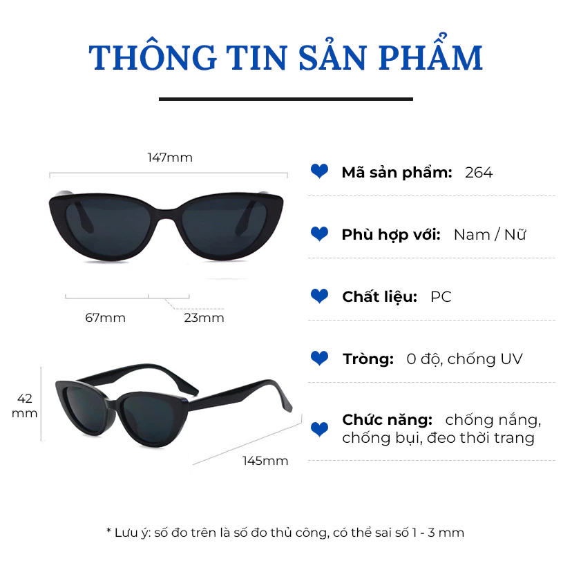 [Peinn] Kính râm mát nữ nam  mắt mèo cá tính chống tia UV siêu ngầu hot thời trang giá rẻ  264