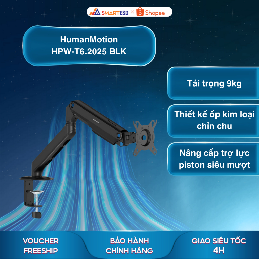 Giá đỡ màn hình HumanMotion HPW-T6.2025 BLK - Bảo hành chính hãng 12 tháng
