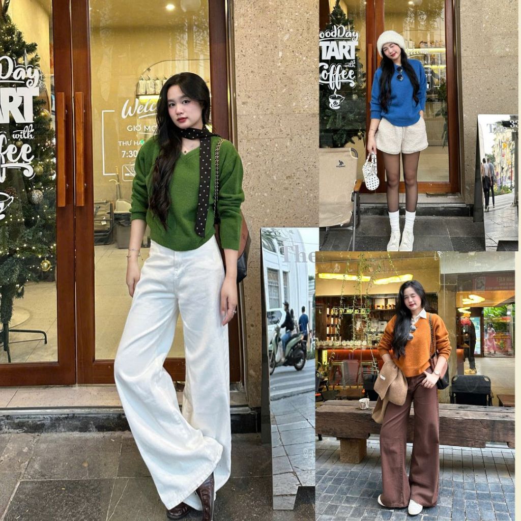 Áo Len Nữ Lông Thỏ Mềm Cổ V Dáng Lửng Croptop Form Ôm Dày Dặn Thời Trang Thu Đông Joolate 5582 P9k6