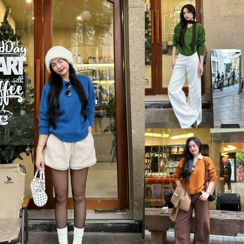 Áo Len Nữ Lông Thỏ Mềm Cổ V Dáng Lửng Croptop Form Ôm Dày Dặn Thời Trang Thu Đông Joolate 5582 P9k6