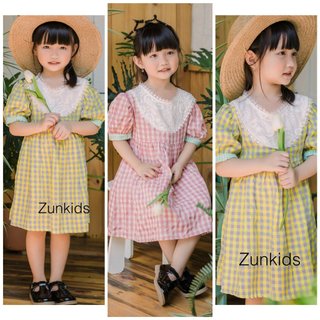 Váy Bé Gái Kẻ Sọc Mix Ren Ngực Phong Cách Tiểu Thư – Váy Hè 2 Lớp Mềm Mát Cho Bé 10–35kg