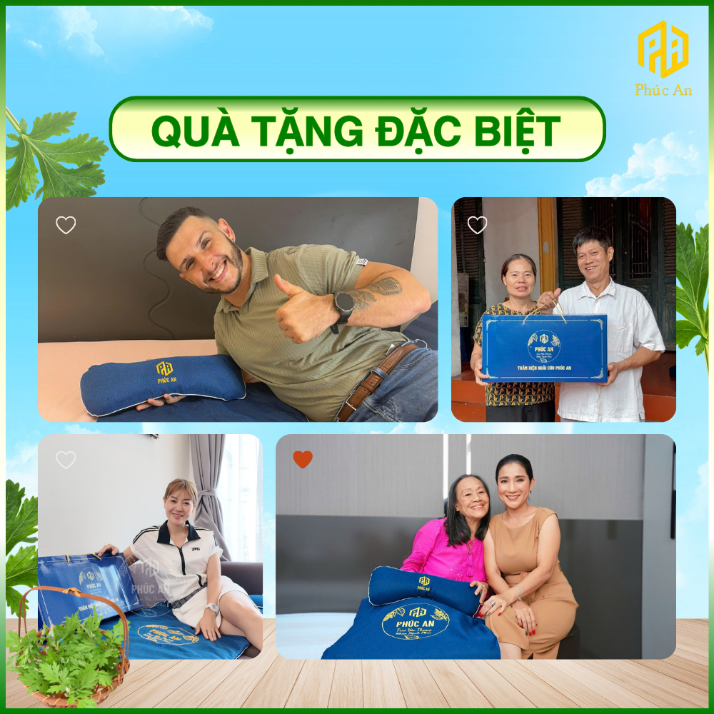 [Bảo hành 1 năm] Combo 2 Thảm điện ngải cứu Phúc An, gối điện ngải cứu, Giảm đau lưng, Hỗ trợ mất ngủ