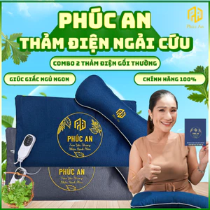 Combo 2 Thảm ngải cứu Phúc An kèm gối ngải cứu thường, Giảm đau lưng, Hỗ trợ mất ngủ