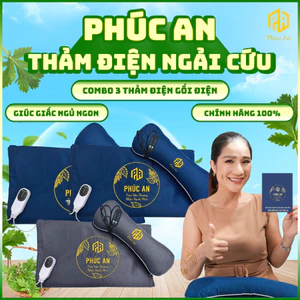 Combo 3 Thảm điện ngải cứu Phúc An kèm gối điện, thêu logo chính hãng, lỗi 1 đổi 1
