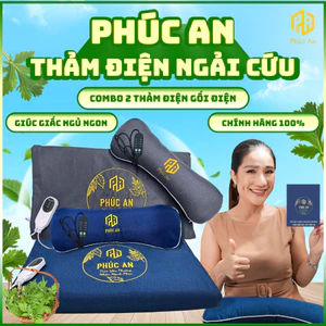 Combo 2 Thảm điện ngải cứu Phúc An, gối điện ngải cứu, Giảm đau lưng, Hỗ trợ mất ngủ