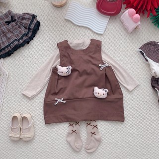 Quần áo trẻ em, Váy yếm mèo nâu 9-26kg V718 Tiểu Yến KID