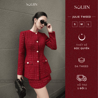 Set Đồ Dạ Tweed Nữ Đính Đá Cao Cấp SOLIIN Thiết Kế Thời Trang Công Sở JULIE TWEED