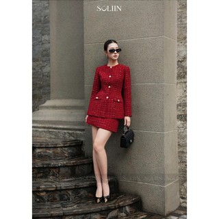 Set Đồ Dạ Tweed Nữ Đính Đá Cao Cấp SOLIIN Thiết Kế Thời Trang Công Sở JULIE TWEED
