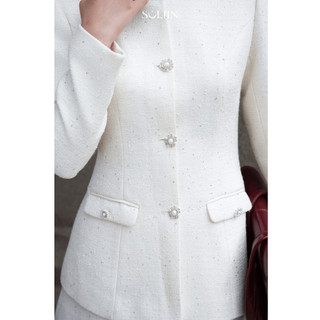 Set Đồ Dạ Tweed Nữ Đính Đá Cao Cấp SOLIIN Thiết Kế Thời Trang Công Sở JULIE TWEED