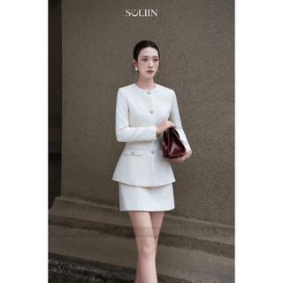 Set Đồ Dạ Tweed Nữ Đính Đá Cao Cấp SOLIIN Thiết Kế Thời Trang Công Sở JULIE TWEED