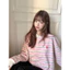 Áo Thun Nữ Tay Dài Sọc Hàn Quốc Cổ Tròn Form Rộng – Phong Cách Sweet Lazy Thu Đông