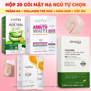Mặt Nạ Ngủ Trắng Da, Dưỡng Ẩm, Giảm Nếp Nhăn, Giảm Mụn Thâm Mask Đắp Mặt Bổ Sung Collagen Vitamin Cho Da Khoẻ Hộp 20 Gói