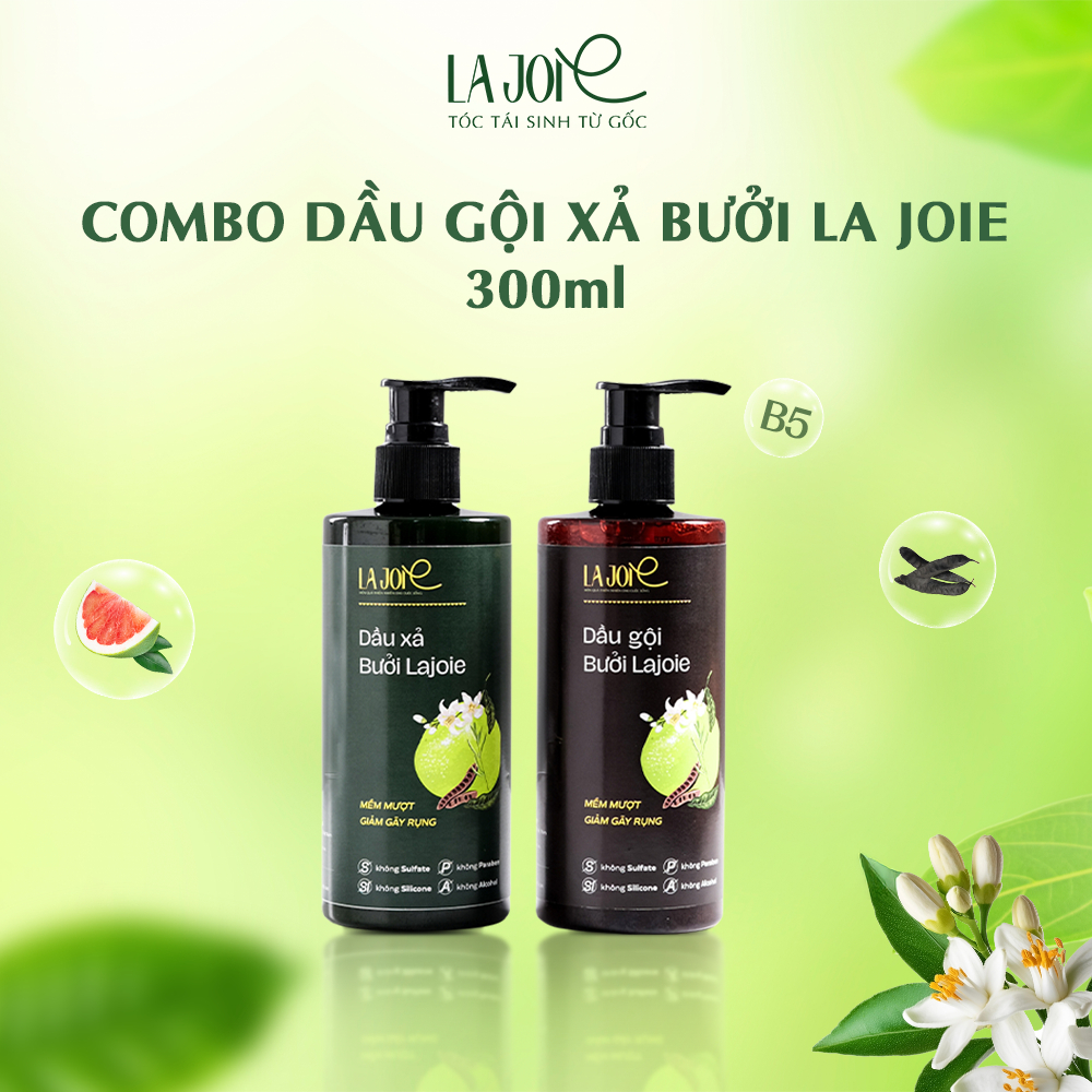 Combo Dầu Gội Xả Bưởi La Joie Phục Hồi Hư Tổn Giảm Gãy Rụng Dưỡng Tóc Mềm Mượt Chắc Khỏe 300ml