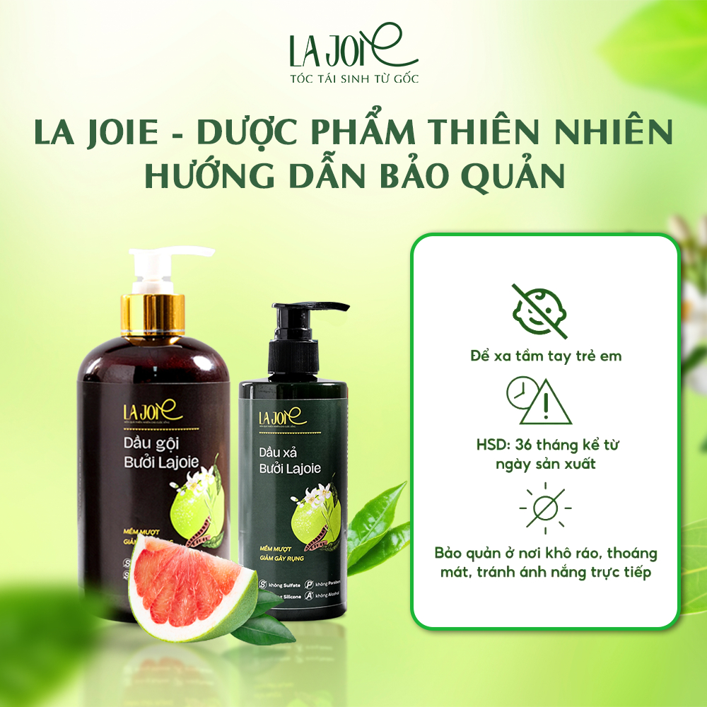 Combo Dầu Gội Xả Bưởi La Joie Giảm Gãy Rụng Xơ Rối Phục Hồi Hư Tổn Không Khô Da Đầu 300-500ml