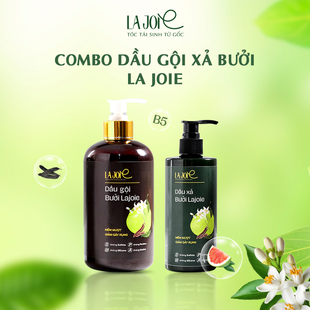 Combo Dầu Gội Xả Bưởi La Joie Giảm Gãy Rụng Xơ Rối Phục Hồi Hư Tổn Không Khô Da Đầu 300-500ml
