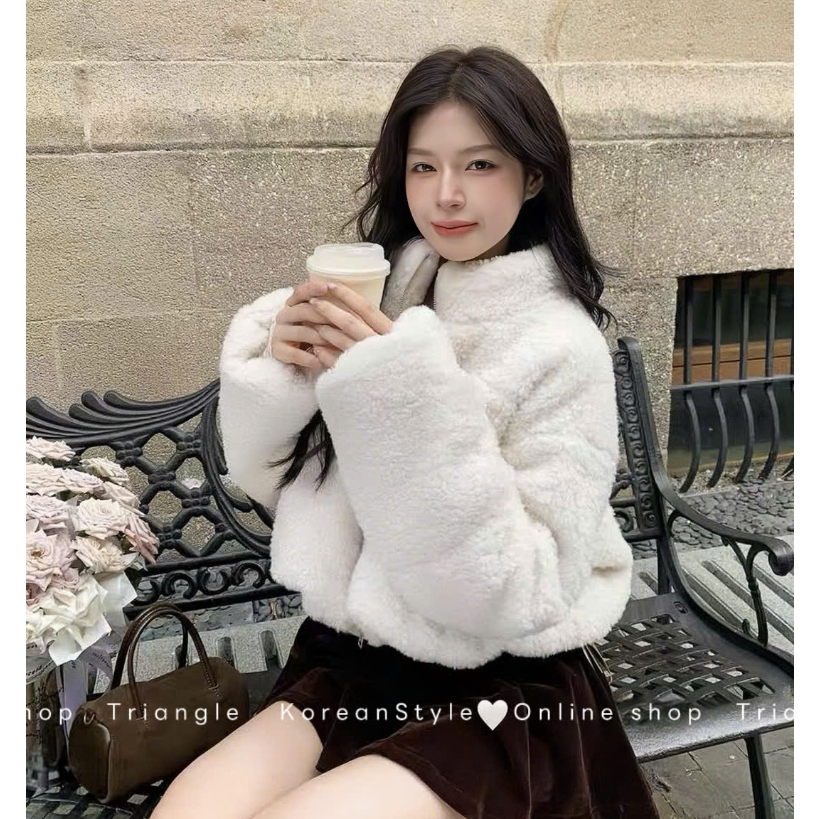 TRIANGLE - Maybe Fur coat (Cân nhắc kỹ, return is not welcomed)- Áo khoác lông cổ trụ phong cách Hàn Quốc, thanh lịch