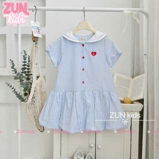 Đầm Bé Gái Cổ Thủy Thêu Trái Tim I Love Việt Nam – Cotton Mềm Nhẹ, Dáng Suông Thoải Mái