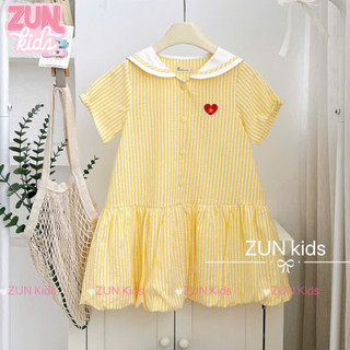 Đầm Bé Gái Cổ Thủy Thêu Trái Tim I Love Việt Nam – Cotton Mềm Nhẹ, Dáng Suông Thoải Mái