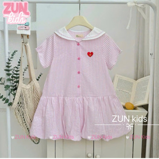 Đầm Bé Gái Cổ Thủy Thêu Trái Tim I Love Việt Nam – Cotton Mềm Nhẹ, Dáng Suông Thoải Mái