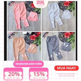 Quần Legging Bé Gái Cotton 4 Chiều, Quần Dài Trẻ Em In Hình Thỏ, Mềm Mịn Co Giãn Tốt