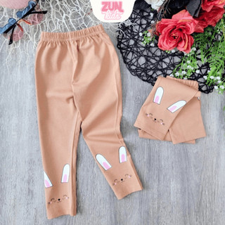 Quần Legging Bé Gái Cotton 4 Chiều, Quần Dài Trẻ Em In Hình Thỏ, Mềm Mịn Co Giãn Tốt