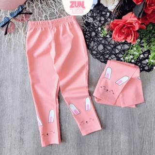 Quần Legging Bé Gái Cotton 4 Chiều, Quần Dài Trẻ Em In Hình Thỏ, Mềm Mịn Co Giãn Tốt