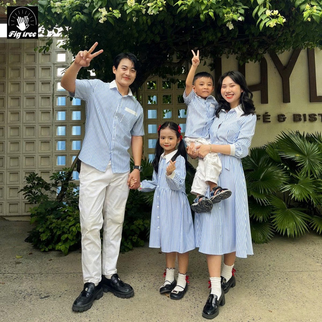 Đồ Gia Đình Fig Tree Sọc Đứng Xanh Trắng Phối Siêu Xinh Đón Tết, Chất Đẹp Hàng thiết kế, ( MS :194)