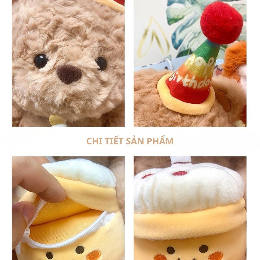 Gấu Bông Sinh Nhật Cáo/Teddy Ôm Bánh Kem Có Ngăn Để Đồ 45Cm Lông Xù Cao Cấp Quà Tặng Sinh Nhật Cho Người Yêu,Người Thân