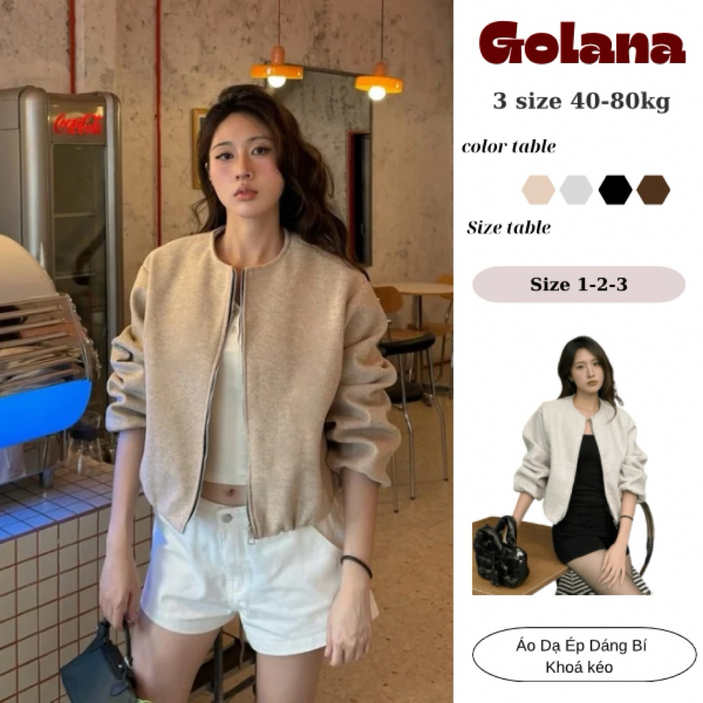 Áo Khoác Dạ Bomber Nữ Dáng Ngắn Basic Khóa Kéo Thời Trang Hàn Quốc Cao Cấp Mùa Thu Đông Golana-Trancy Coat ( Có Bigsize)