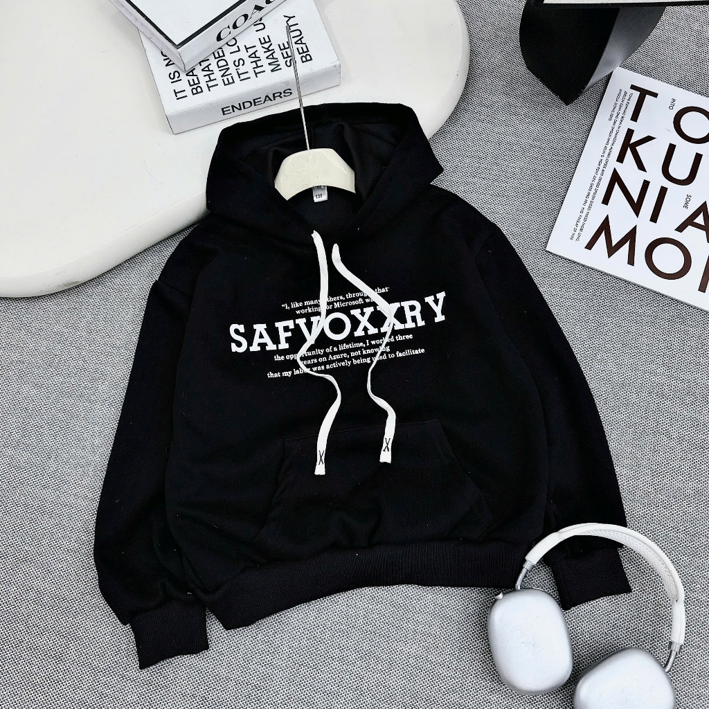 Áo hoodie chất liệu nỉ ép 2 da xịn cho bé trai từ 17-60kg có 3 màu