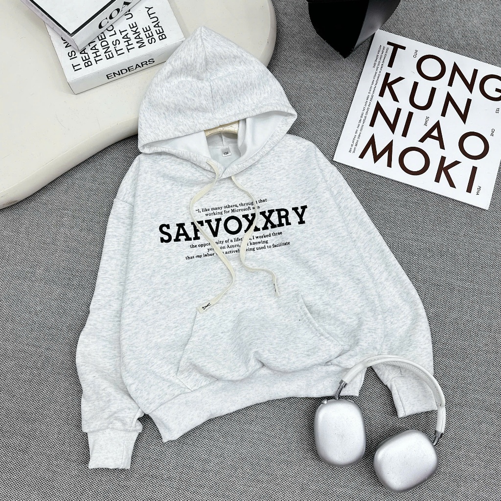 Áo hoodie chất liệu nỉ ép 2 da xịn cho bé trai từ 17-60kg có 3 màu