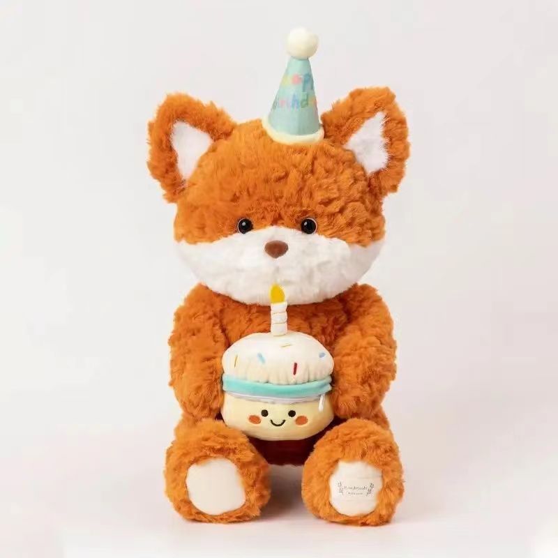 Gấu Bông Sinh Nhật Teddy Và Cáo Ôm Bánh Kem Có Ngăn Để Quà Dễ Thương Làm Quà Tặng Sinh Nhật Cho Mọi Người