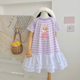 Váy Thun Labubu Đính Nơ Bé Gái Dễ Thương – Thun Cotton Mát, Phom Suôn Năng Động