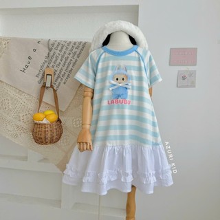 Váy Thun Labubu Đính Nơ Bé Gái Dễ Thương – Thun Cotton Mát, Phom Suôn Năng Động