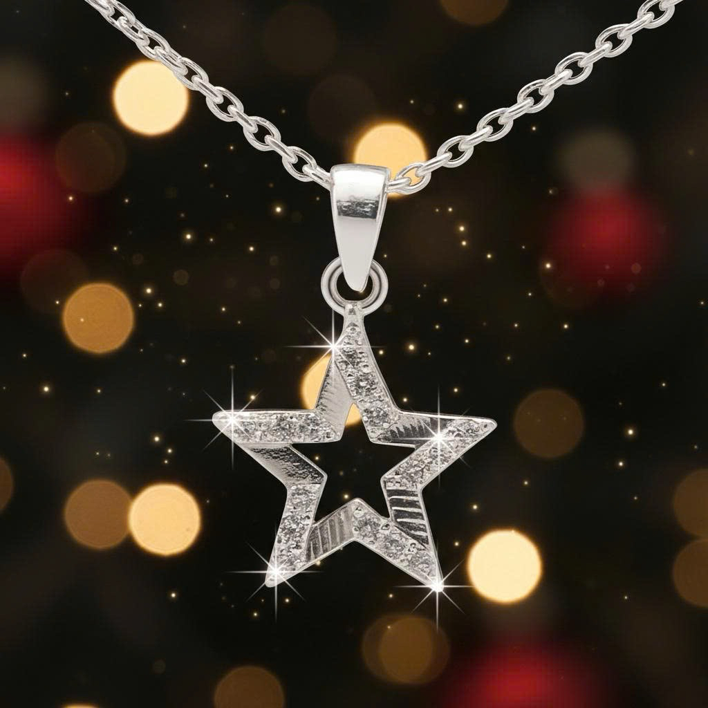 Mặt dây chuyền bạc 925 ngôi sao nạm đá Luna Jewelry