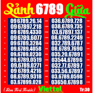 Sim Viettel Tứ Quý, Sảnh giữa Tr30,30bca Số Đẹp, Dễ nhớ, Sim chưa đăng kí, Chưa kích hoạt | sim