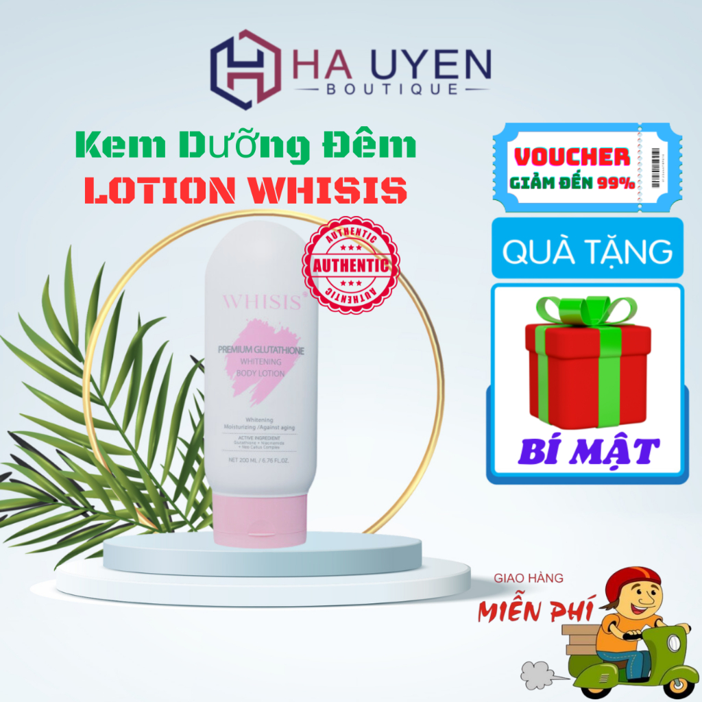 Kem Dưỡng Thể Trắng Da Ban Đêm Whisis Premium Glutathione Whitening Body Lotion - Tuýp 200ml [ Auth Hàn Quốc 100% ]