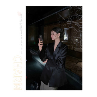 ÁO VEST BLAZER SATIN suông dáng dài. Áo Lụa cao cấp.