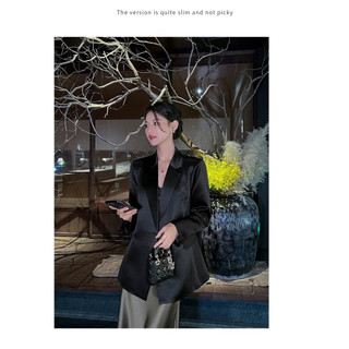 ÁO VEST BLAZER SATIN suông dáng dài. Áo Lụa cao cấp.