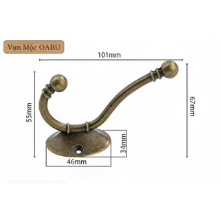 Combo 5-10 móc treo kim loại gắn tường Oabu phong cách cổ điển decor vintage 20a